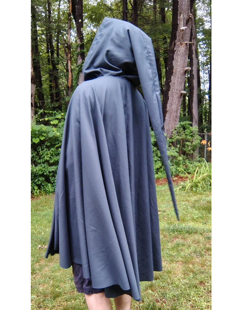 Cloakmakers.com 5752-Washable Slate Blue Wool Blend Cloak w/ Long Liripipe Hood