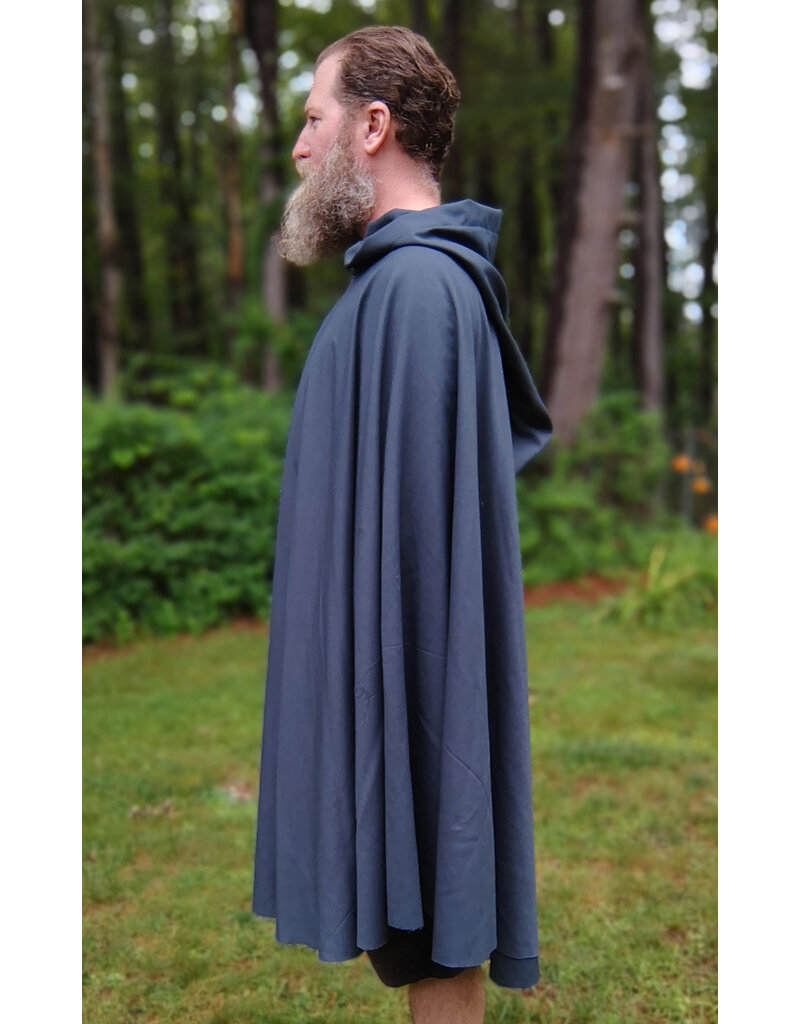 Cloakmakers.com 5752-Washable Slate Blue Wool Blend Cloak w/ Long Liripipe Hood
