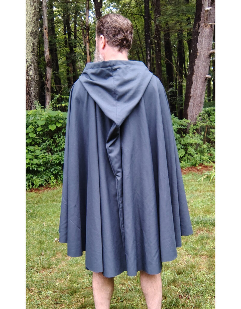 Cloakmakers.com 5752-Washable Slate Blue Wool Blend Cloak w/ Long Liripipe Hood