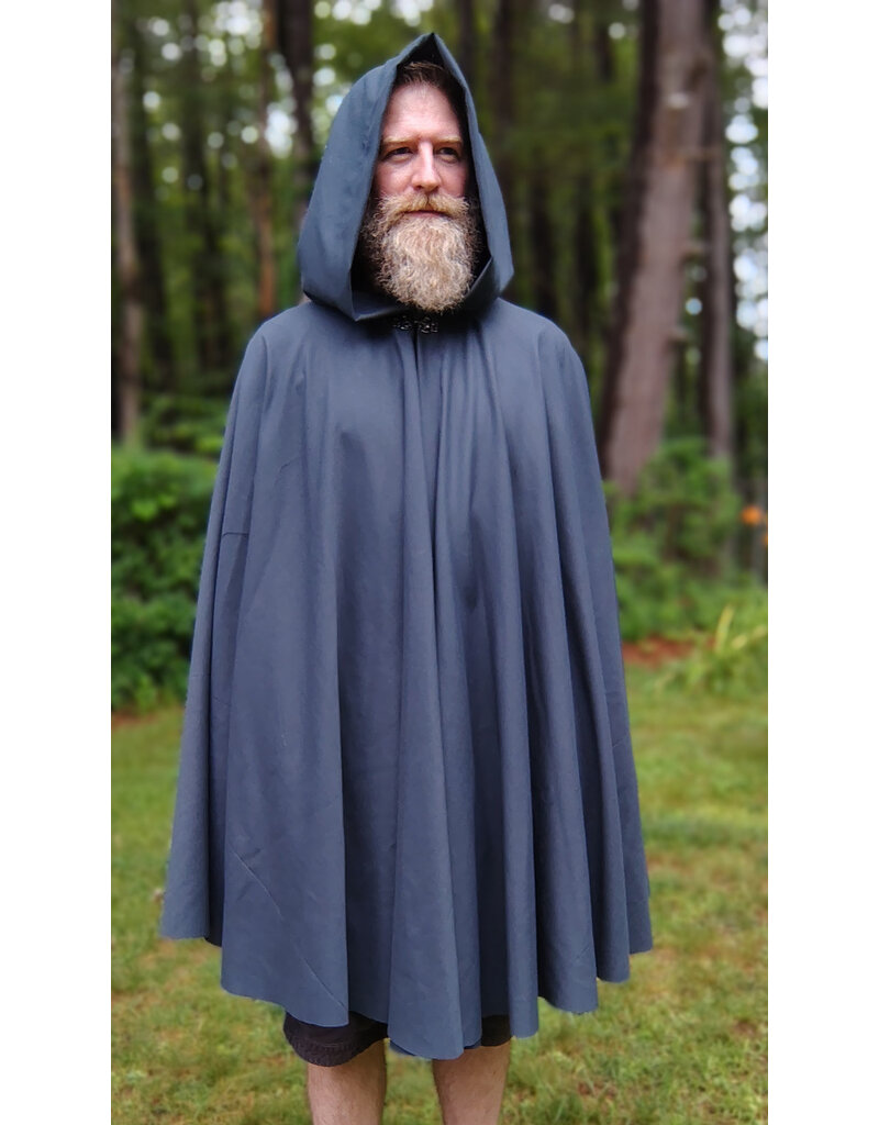 Cloakmakers.com 5752-Washable Slate Blue Wool Blend Cloak w/ Long Liripipe Hood
