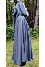 Cloakmakers.com 5752-Washable Slate Blue Wool Blend Cloak w/ Long Liripipe Hood