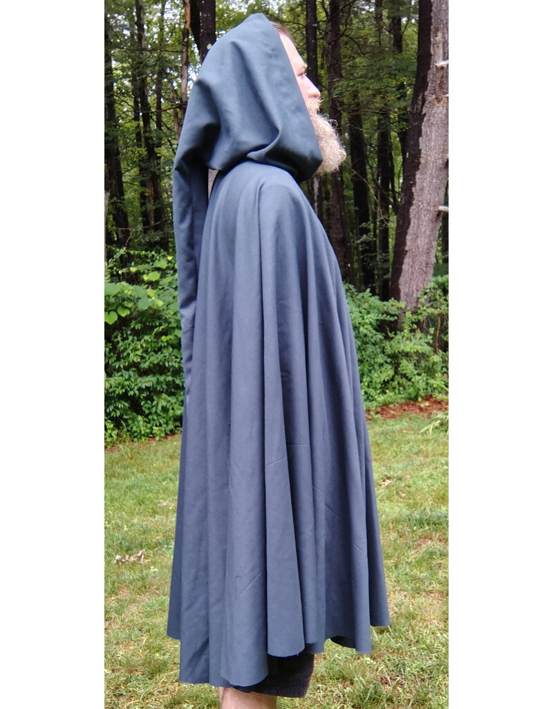 Cloakmakers.com 5752-Washable Slate Blue Wool Blend Cloak w/ Long Liripipe Hood