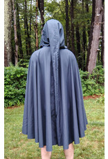 Cloakmakers.com 5752-Washable Slate Blue Wool Blend Cloak w/ Long Liripipe Hood