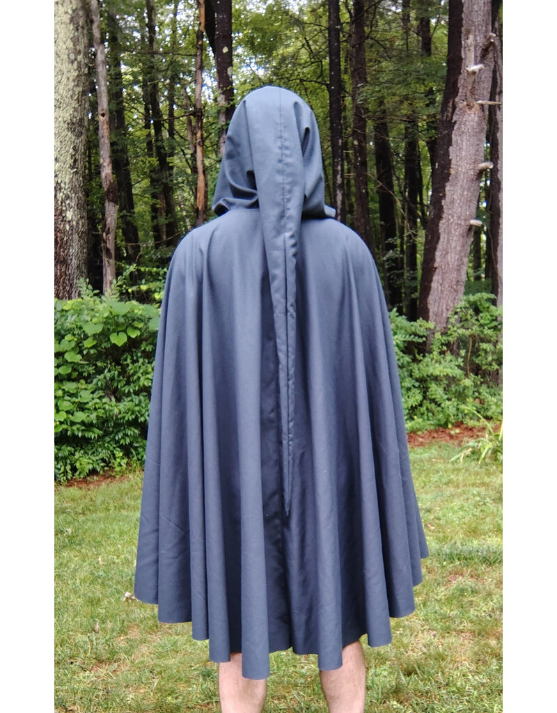 Cloakmakers.com 5752-Washable Slate Blue Wool Blend Cloak w/ Long Liripipe Hood