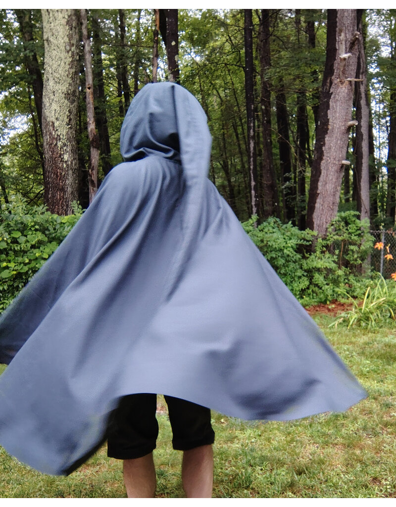 Cloakmakers.com 5752-Washable Slate Blue Wool Blend Cloak w/ Long Liripipe Hood