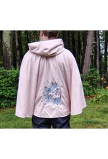 Cloakmakers.com 5753-Washable Pastel Pink Cloak w/ Blue Warrior Unicorn Embroidery & Pockets