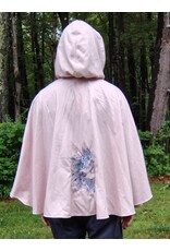 Cloakmakers.com 5753-Washable Pastel Pink Cloak w/ Blue Warrior Unicorn Embroidery & Pockets