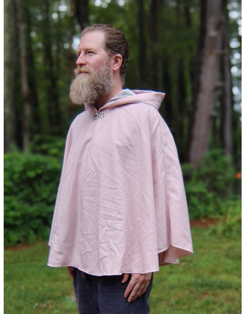 Cloakmakers.com 5753-Washable Pastel Pink Cloak w/ Blue Warrior Unicorn Embroidery & Pockets