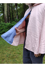 Cloakmakers.com 5753-Washable Pastel Pink Cloak w/ Blue Warrior Unicorn Embroidery & Pockets