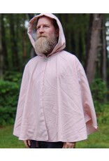 Cloakmakers.com 5753-Washable Pastel Pink Cloak w/ Blue Warrior Unicorn Embroidery & Pockets