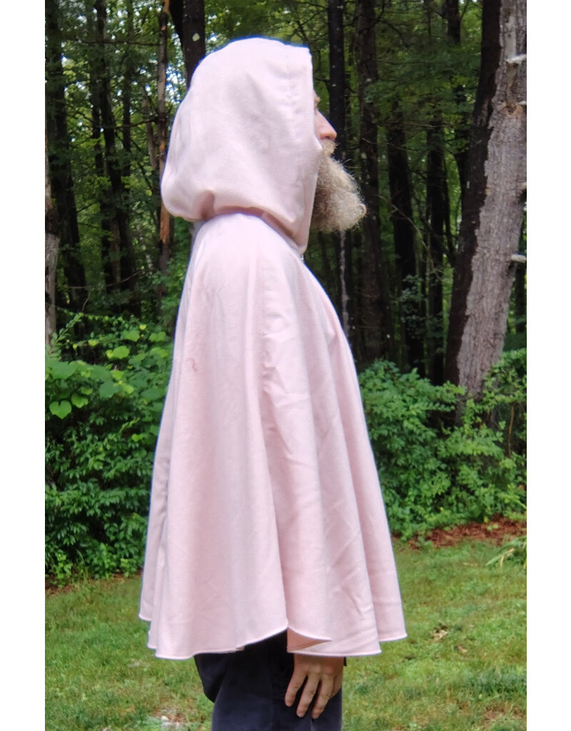 Cloakmakers.com 5753-Washable Pastel Pink Cloak w/ Blue Warrior Unicorn Embroidery & Pockets