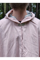 Cloakmakers.com 5753-Washable Pastel Pink Cloak w/ Blue Warrior Unicorn Embroidery & Pockets