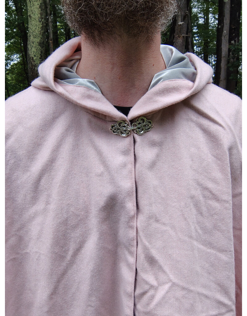 Cloakmakers.com 5753-Washable Pastel Pink Cloak w/ Blue Warrior Unicorn Embroidery & Pockets