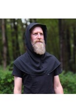 Cloakmakers.com H539-Washable Lightweight Black Wool Blend Hooded Cowl