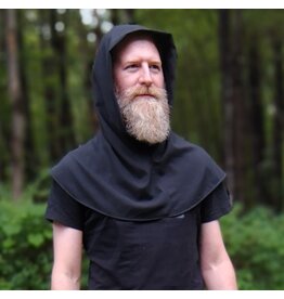 Cloakmakers.com H539-Washable Lightweight Black Wool Blend Hooded Cowl