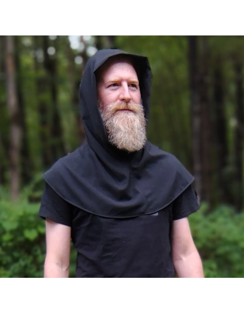 Cloakmakers.com H539-Washable Lightweight Black Wool Blend Hooded Cowl