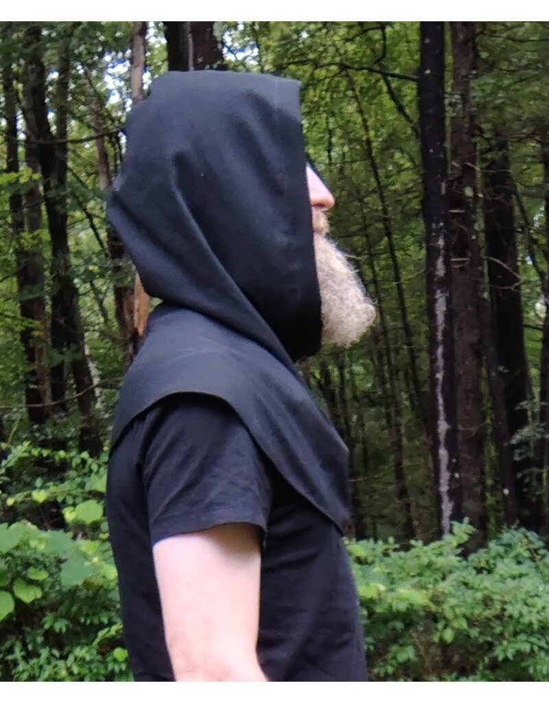 Cloakmakers.com H539-Washable Lightweight Black Wool Blend Hooded Cowl