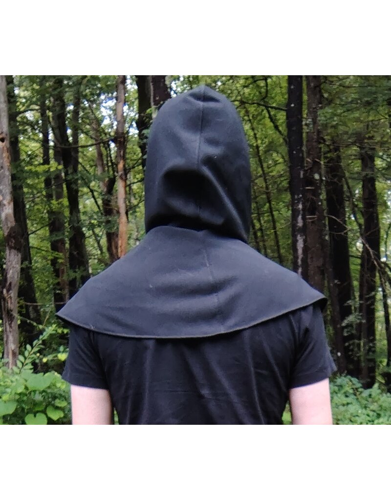 Cloakmakers.com H539-Washable Lightweight Black Wool Blend Hooded Cowl