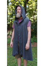 Cloakmakers.com J904-Washable Black & White Herringbone Weave Vest w/ Hood and Pockets