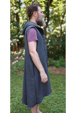Cloakmakers.com J904-Washable Black & White Herringbone Weave Vest w/ Hood and Pockets
