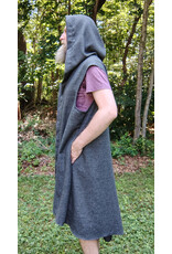 Cloakmakers.com J904-Washable Black & White Herringbone Weave Vest w/ Hood and Pockets