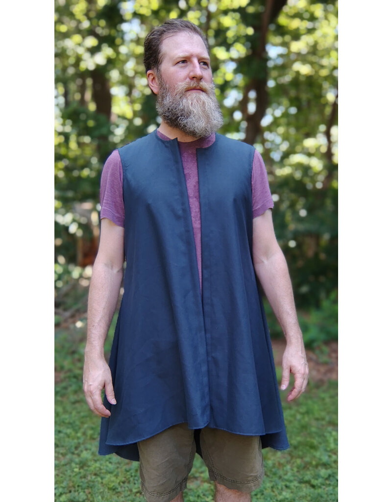 Cloakmakers.com J905-Washable Slate Blue Wool Blend Vest w/ Pockets