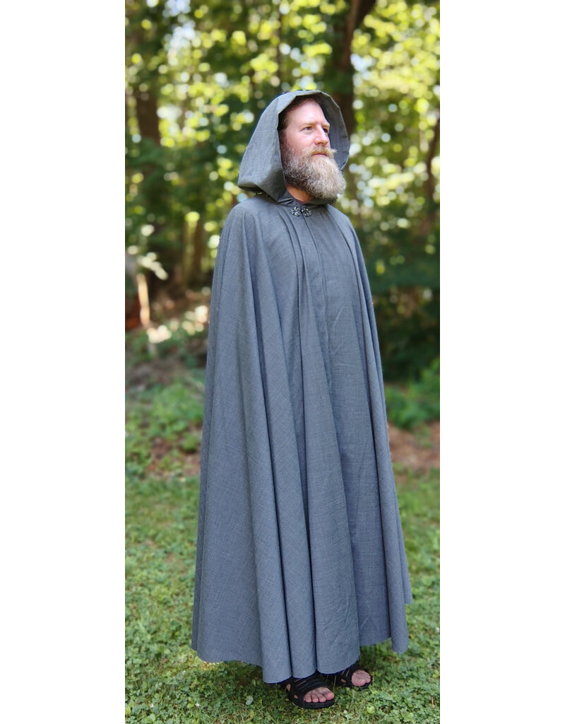 Cloakmakers.com 5756-Washable Lightweight Grey Wool Blend Cloak w/ Silver Tone Clasp