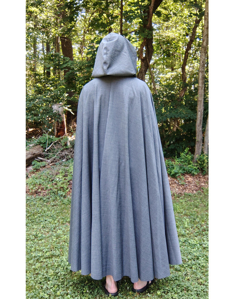 Cloakmakers.com 5756-Washable Lightweight Grey Wool Blend Cloak w/ Silver Tone Clasp