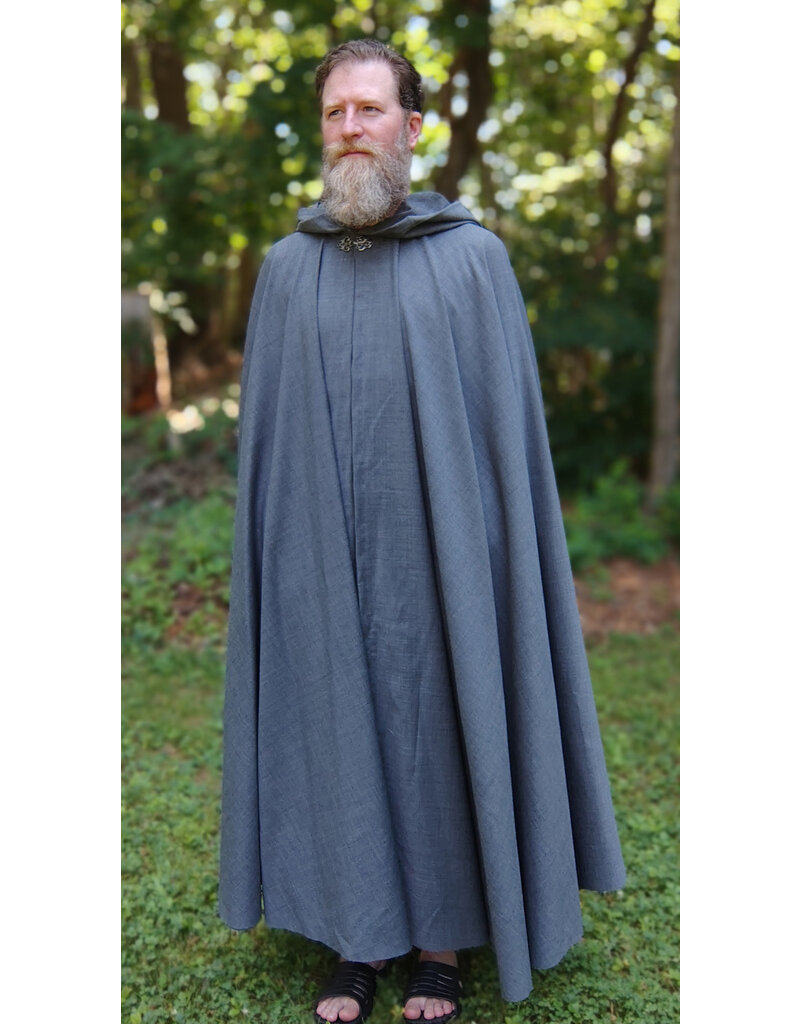 Cloakmakers.com 5756-Washable Lightweight Grey Wool Blend Cloak w/ Silver Tone Clasp