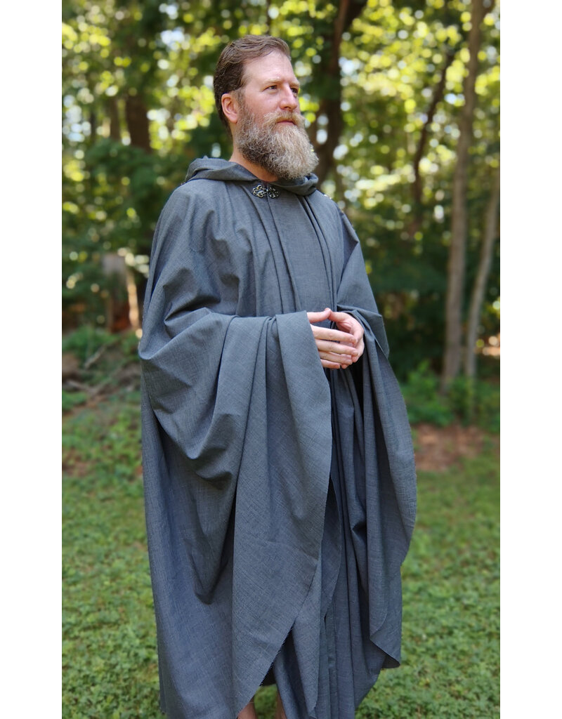 Cloakmakers.com 5756-Washable Lightweight Grey Wool Blend Cloak w/ Silver Tone Clasp