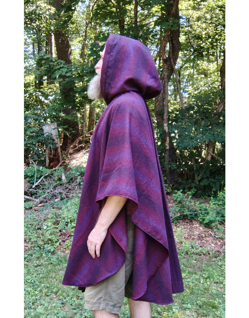 Cloakmakers.com 5757-Washable Burgundy & Purple Cloak w/ Black Hood Lining & Pockets