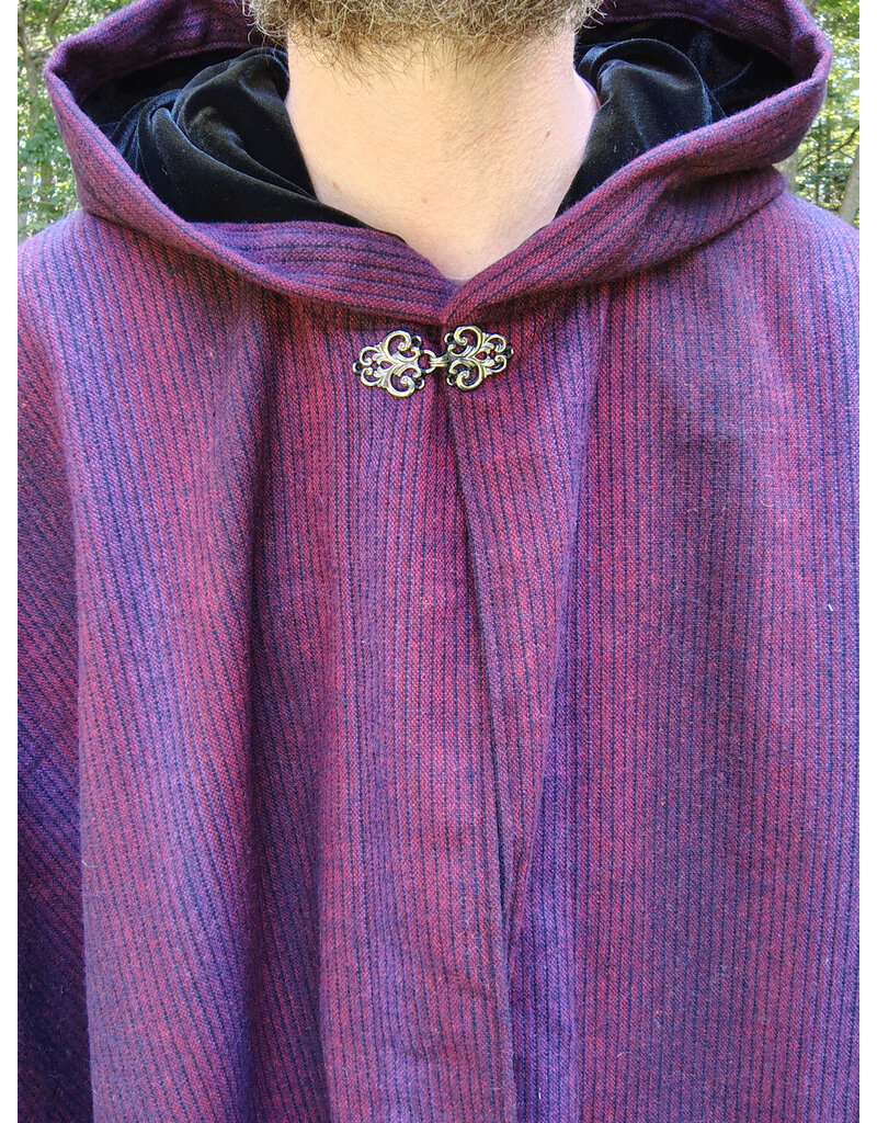 Cloakmakers.com 5757-Washable Burgundy & Purple Cloak w/ Black Hood Lining & Pockets