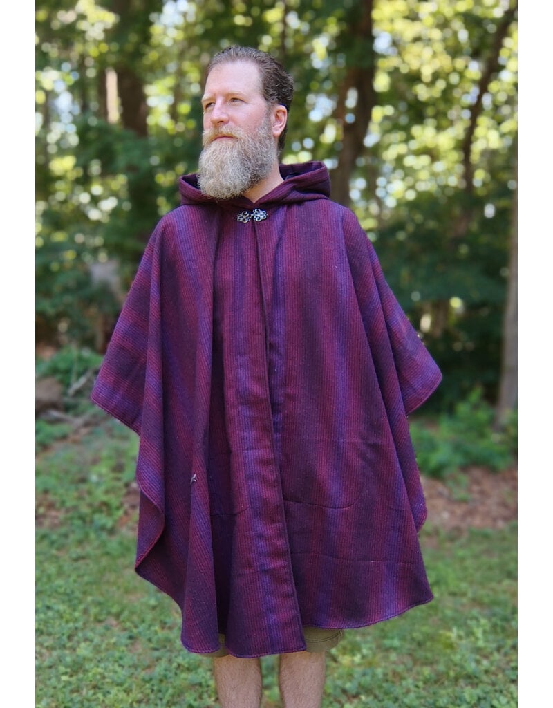 Cloakmakers.com 5757-Washable Burgundy & Purple Cloak w/ Black Hood Lining & Pockets