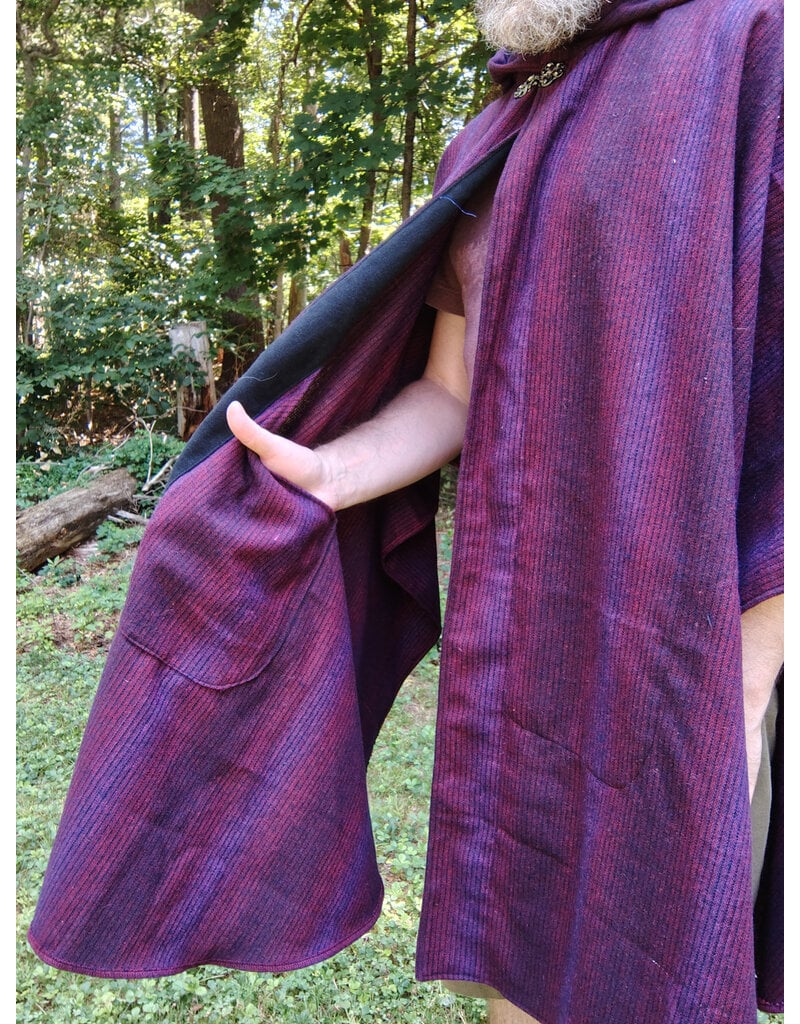 Cloakmakers.com 5757-Washable Burgundy & Purple Cloak w/ Black Hood Lining & Pockets