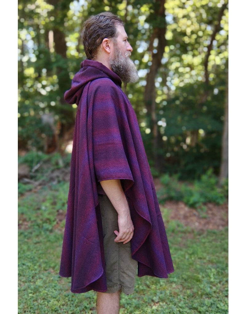 Cloakmakers.com 5757-Washable Burgundy & Purple Cloak w/ Black Hood Lining & Pockets