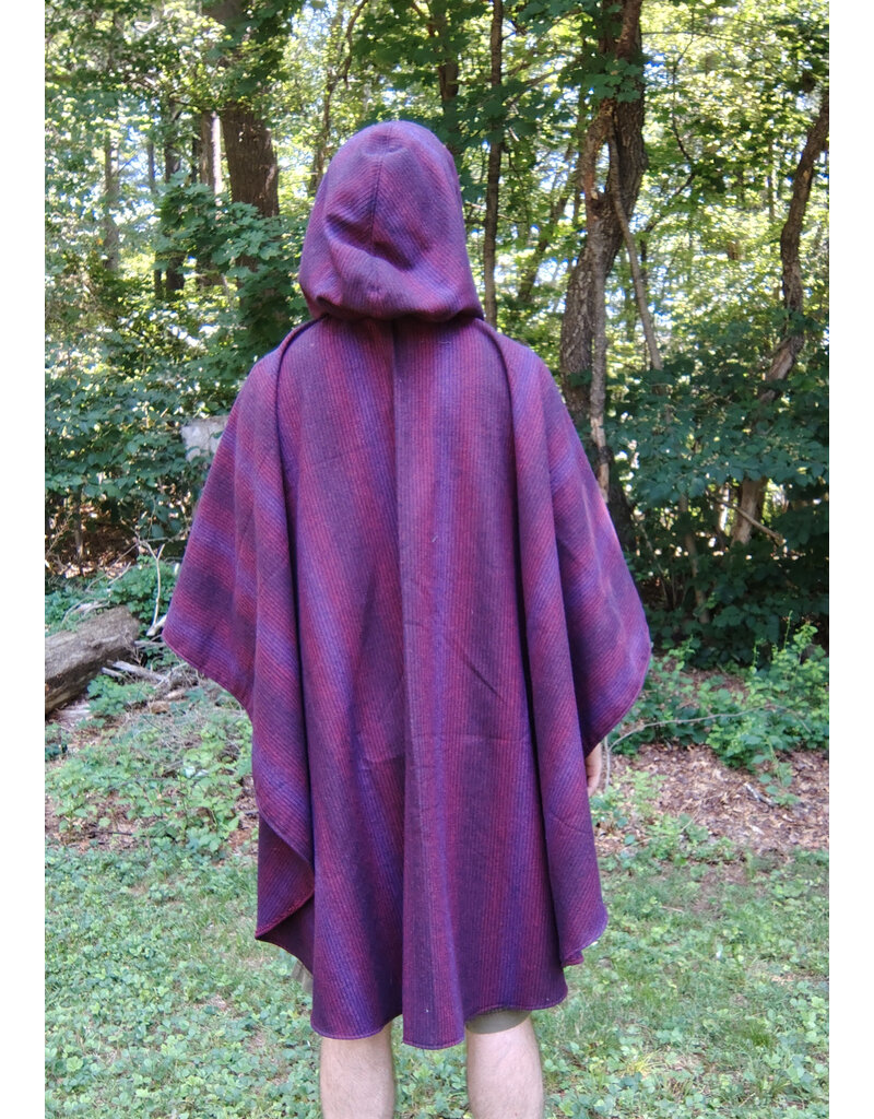 Cloakmakers.com 5757-Washable Burgundy & Purple Cloak w/ Black Hood Lining & Pockets