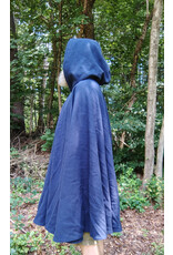 Cloakmakers.com 5760-Washable Blue Wool Cloak w/ Blue Velvet Hood Lining & Triple Medallion Clasp