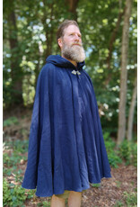Cloakmakers.com 5760-Washable Blue Wool Cloak w/ Blue Velvet Hood Lining & Triple Medallion Clasp