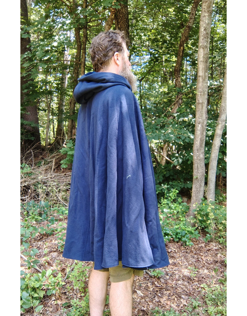 Cloakmakers.com 5760-Washable Blue Wool Cloak w/ Blue Velvet Hood Lining & Triple Medallion Clasp