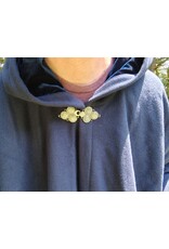 Cloakmakers.com 5760-Washable Blue Wool Cloak w/ Blue Velvet Hood Lining & Triple Medallion Clasp
