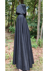 Cloakmakers.com 5761-Washable Black Wool Cloak w/ Blue Moleskin Hood Lining & Triple Medallion Clasp