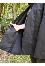 Cloakmakers.com 5762-Washable Black Faux Wool Cloak w/ Silver Velvet Hood Lining & Pockets
