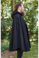 Cloakmakers.com 5762-Washable Black Faux Wool Cloak w/ Silver Velvet Hood Lining & Pockets