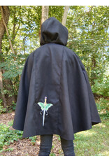 Cloakmakers.com 5762-Washable Black Faux Wool Cloak w/ Silver Velvet Hood Lining & Pockets