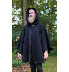 Cloakmakers.com 5763-Washable Black Wool Cloak w/ Black Hood Lining & Pockets