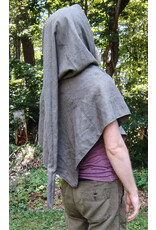 Cloakmakers.com H540-Washable Grey Hooded Cowl w/ Owl & Moon Embroidery & Long Pointy Hood