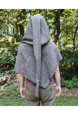 Cloakmakers.com H540-Washable Grey Hooded Cowl w/ Owl & Moon Embroidery & Long Pointy Hood