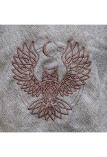 Cloakmakers.com H540-Washable Grey Hooded Cowl w/ Owl & Moon Embroidery & Long Pointy Hood