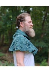 Cloakmakers.com 5764-Washable Green Brocade Polyester Short Cloak w/ Byzantine Swirls Clasp