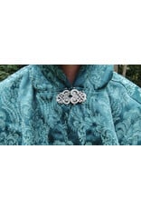 Cloakmakers.com 5764-Washable Green Brocade Polyester Short Cloak w/ Byzantine Swirls Clasp